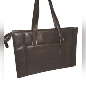 Bottega Veneta Brown Coated Leather Messenger Portfolio Briefcase Bag NWOT